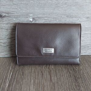 Vintage ESPRIT Brown Snap Closure Tri Fold Wallet
